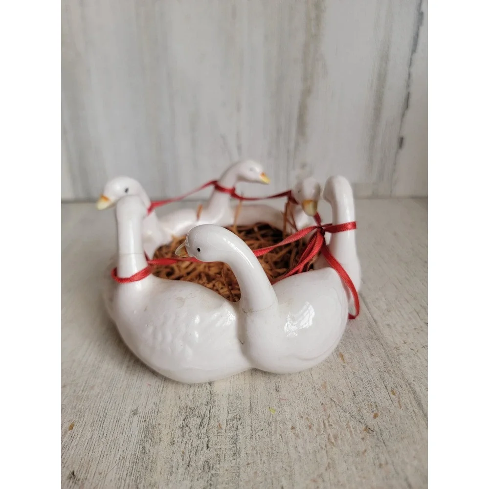 Ron‎ Gordon geese trinket vintage candy dish goose unique home decor